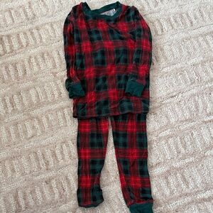 Little Sleepies Red and Green Plaid Pajama Set/ some wear as seen in images
